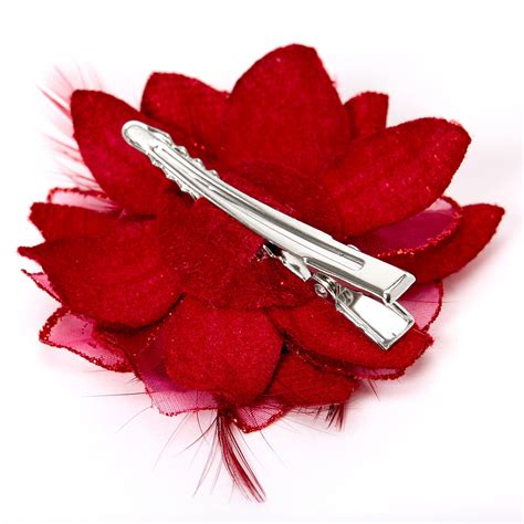 Lily Flower Hair Clips - Burgundy, 2 Pack | Claire's