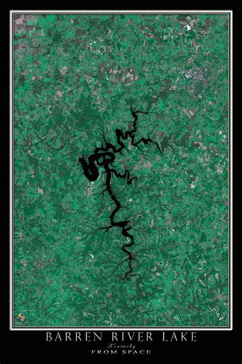 Barren River Lake Kentucky From Space Satellite Poster Map