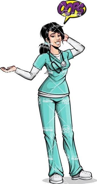 Pop Art Style Female Nurse Cartoon Character Making Oops Expression