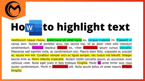 How To Highlight Text In Microsoft Word Youtube