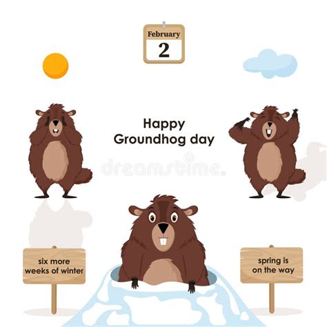 Happy Groundhog Day Diagram With Illustrations Of Cute And Funny