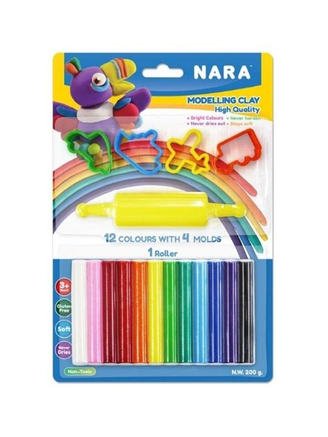 Nara Modelling Clay 12 Colors 4 Small Cutters 200g Edamama