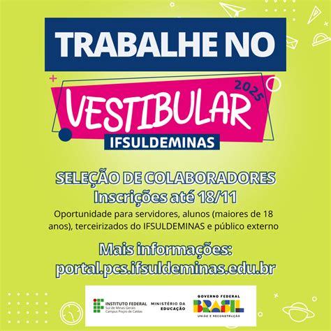 Trabalhe No Vestibular IFSULDEMINAS Campus Pocos