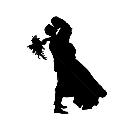 Couple Bride And Groom Kissing Wedding Silhouette With Romatic Pose