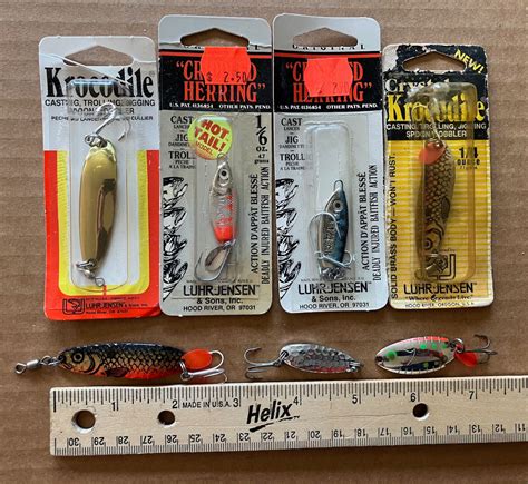 Lot Luhr Jensen Crystal Krocodile And Crippled Herring Spoon Lures Nos