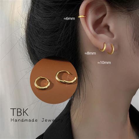 Tbk Simple Fashion Small Circle Piercing Earrings Hoop Earrings E