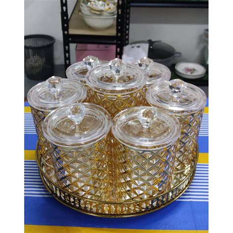 BALANG KUIH RAYA ARCYLIC AIRTIGHT CONTAINER JAR GOLD BEKAS BALANG KUIH