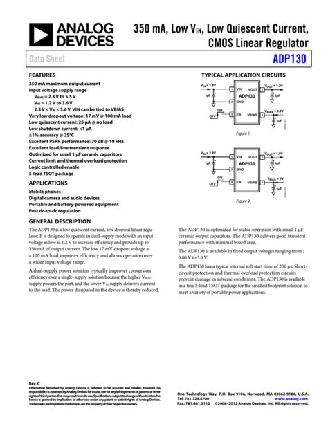 Ma Low V Low Quiescent Current Cmos Linear Regulator Adp