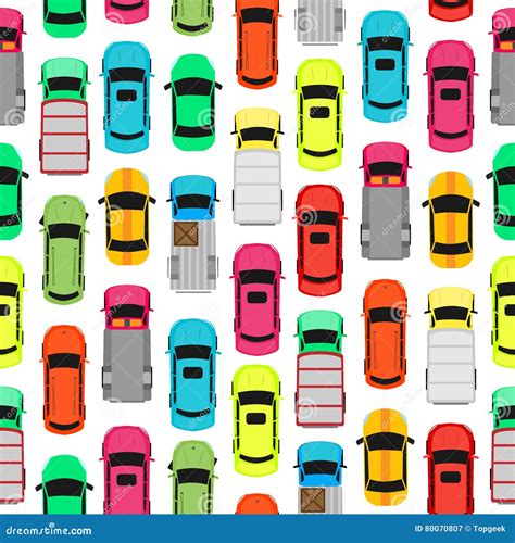 Seamless Pattern Cars On Parking Endless Texture Stock Vector