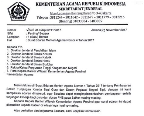 Detail Surat Edaran Tunjangan Kinerja Kementerian Agama Koleksi Nomer 7