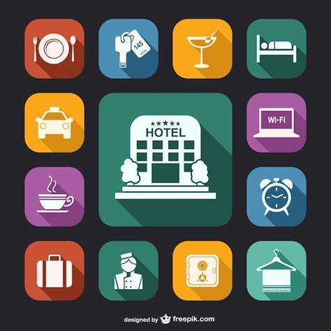 Conjunto De Iconos Blancos De Hotel Descargar Vectores Gratis