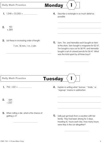 Daily Math Practice Grade 6 Worksheets Library