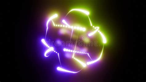 Abstract Neon Colorful Glowing Lines Particles Animation With Logo