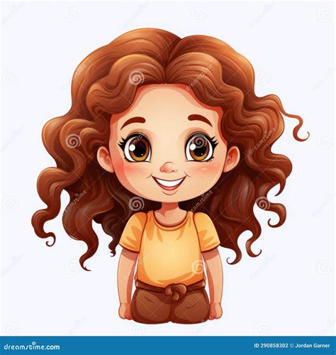 Cartoon Girl With Curly Hair On A White Background Stock Illustration Illustration Of