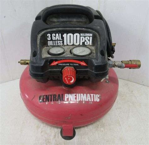 Central Pneumatic Pancake Air Compressor 3 Gallon 100 Psi Runs Albrecht Auction Service