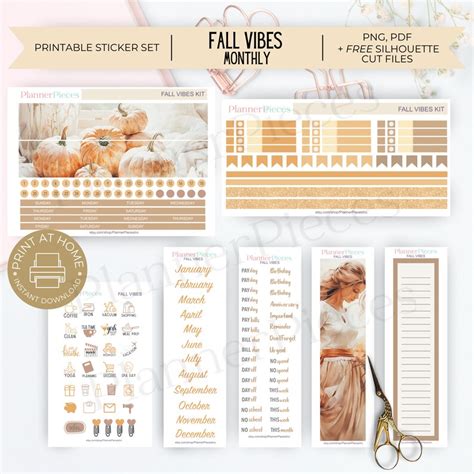 Autumn Fall Printable Stickers Printable Planner Sticker Happy Planner Stickers Autumn