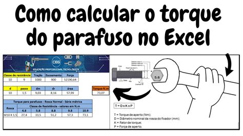 Como Calcular O Torque Dos Parafusos No Excel Youtube