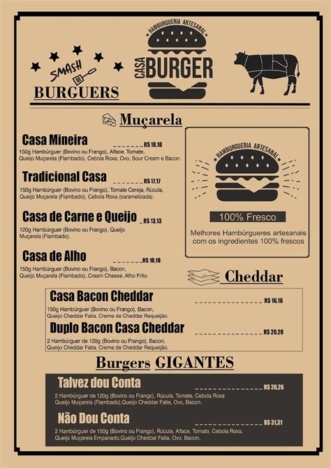 Menu At Casa Burger Restaurant Franca R Isabel Iliza De Lima