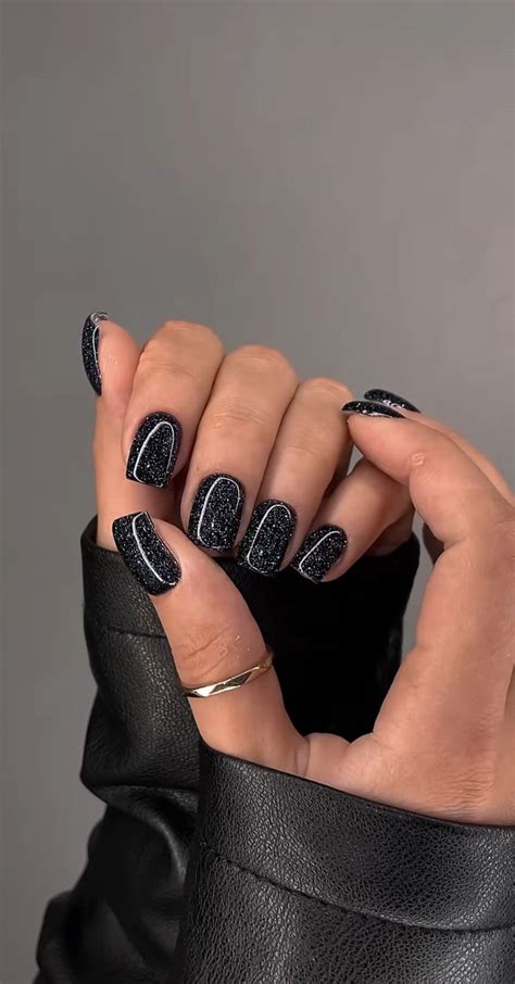 Black Glitter Nails ️ Gel Nails Simple Nails Black Nails