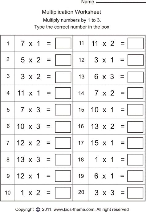 Multiplication Sums For Class