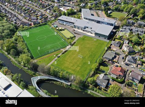 Aerial drone view of St Ninians High School Kirkintilloch Stock Photo ...