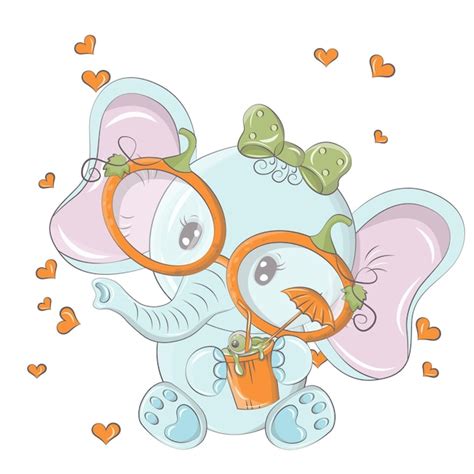 Elefante De Dibujos Animados Con C Ctel De Calabaza Ilustraci N