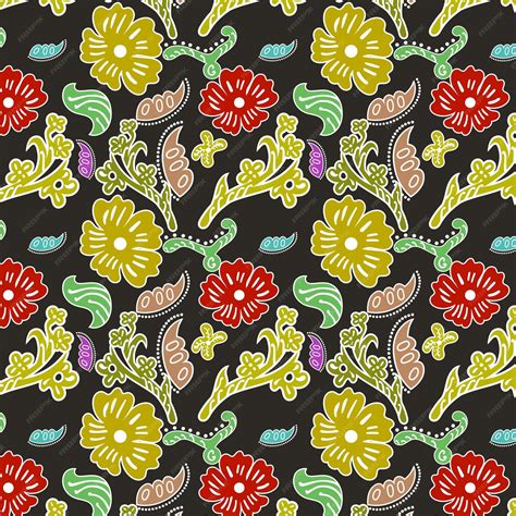 Premium Vector Indonesian Batik Decorative Floral Seamless Pattern