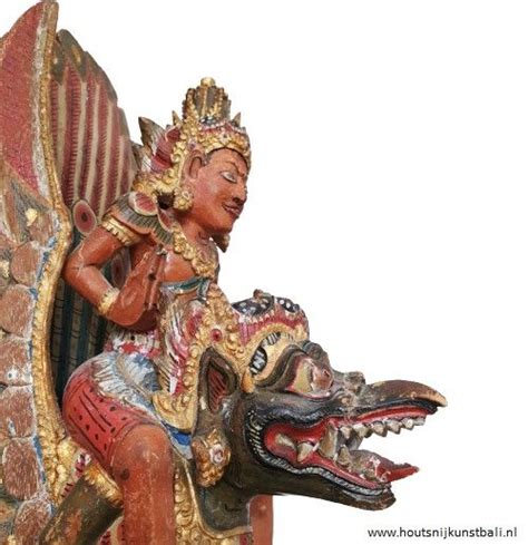 Antique Garuda Vishnu Polychrome Balinese Carving Balinees