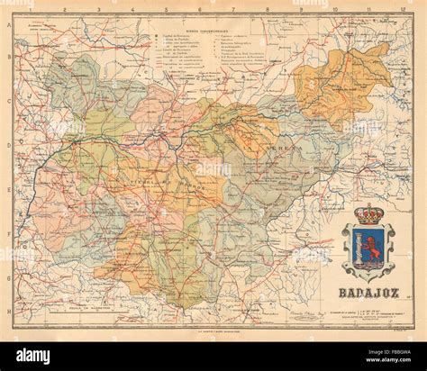 Badajoz M Rida Extremadura Mapa Antiguo De La Provincia Alberto