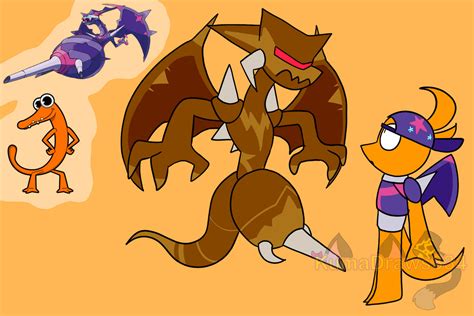 rainbow pokemon naganadel orange  kumadraws  deviantart
