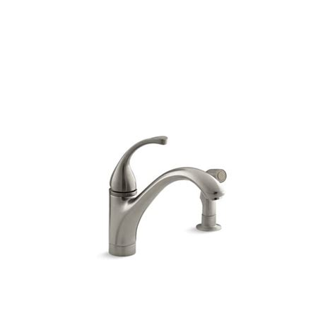 Kohler Forté Vibrant Brushed Nickel Deck Mount Low Arc Kitchen Faucet With Side Spray 10416 Bn