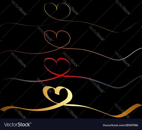 Continuous Line Drawing Heart Set Hearts Vector Image