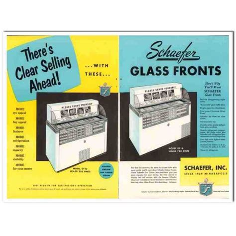 Schaefer Inc 1952 Gf16 Glass Front Ice Cream Freezer Vintage Ad On Ebid