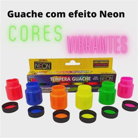 Tinta Guache Neon 6 Cores 15ml Acrilex Submarino