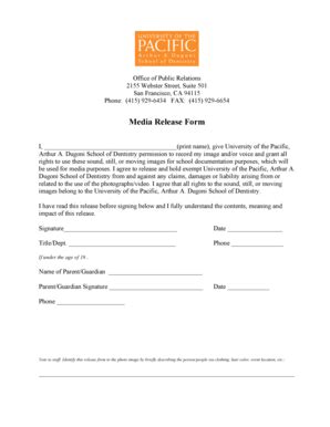 Fillable Online Dental Pacific Photo Release Form Arthur A Dugoni