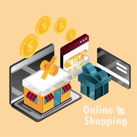 Online Shopping And E Commerce Isometric Composition Vector Art