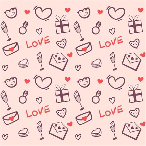 Premium Vector Valentines Day Hand Drawn Pattern