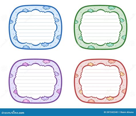 Set Of Sticky Cute Clouds Frames Letter Notes For Writing With Pastel