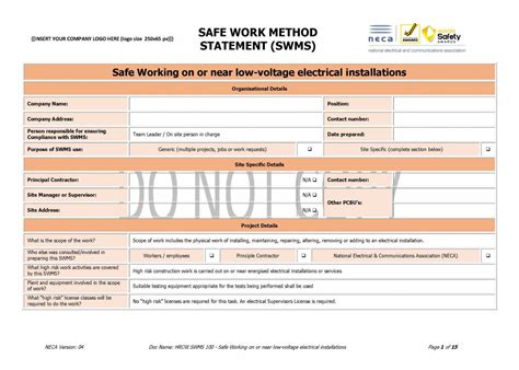 Electrical Installation Testing Record Sheet - NECA Safety Specialists