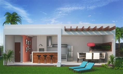 Projeto De Edícula Com Churrasqueira E Área Gourmet - Projeto de Edícula com churrasqueira e área gourmet - Plantas de Casas