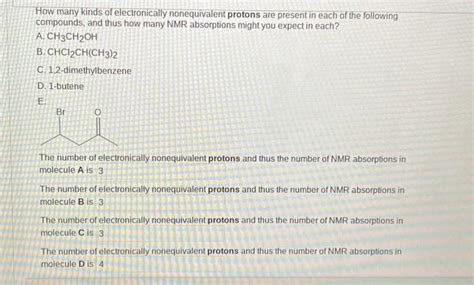 Solved How Many Kinds Of Electronically Nonequivalent Chegg