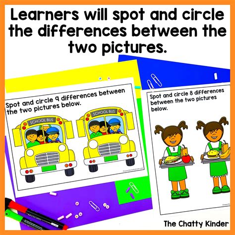 Back To School Spot The Difference Activity Visual Discrimination