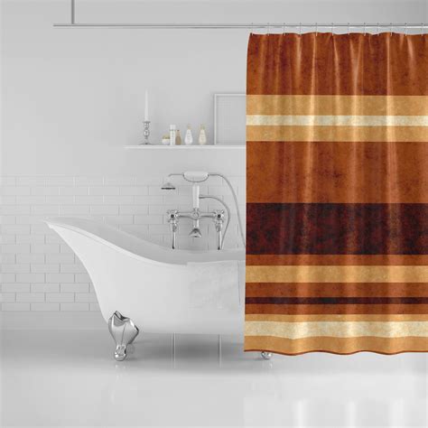 Rust Stripes Shower Curtain Sherry Decor Boutique