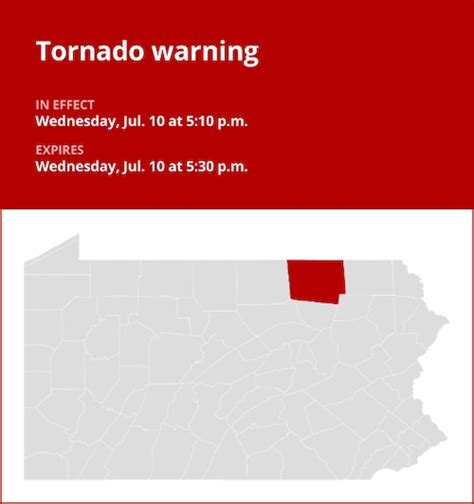 Update Tornado Warning Issued For Bradford County Early Wednesday Evening