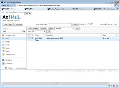 aol mail screen