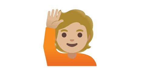 Persona Con La Mano Levantada Tono De Piel Claro Medio Emoji