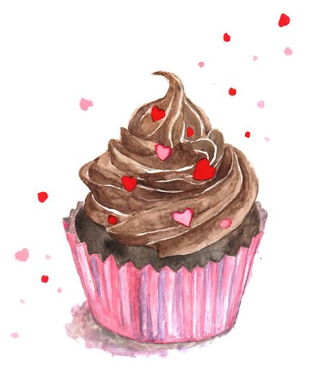 Watercolor Chocolate Cupcake Photograph By Kana Hata Fine Art America