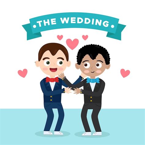 Free Vector Gay Wedding Couple In Flat Design