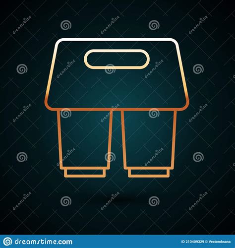 Gold Line Coffee Cup To Go Icon Isolated On Dark Blue Background