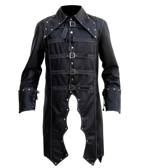 Mens Leather Trench Coat Gothic